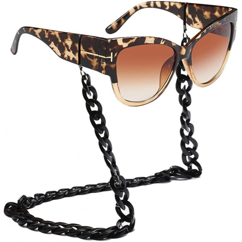 Oversized Oversized Frame Lady Travel Beach Sun Protect Sunglasses with Lanyard Chain - Floral - CV18CYLY9QO $19.03