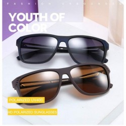 Square Casual sunglasses trend driving polarized sunglasses men retro sunglasses - Sand Black C1 - CW1904Y8RM7 $14.25