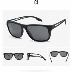 Square Casual sunglasses trend driving polarized sunglasses men retro sunglasses - Sand Black C1 - CW1904Y8RM7 $14.25