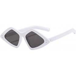 Wrap Unisex Irregular Diamond Shaped Fashion Lightweight Polarized Sunglasses - White - C1196MCS0WK $9.42