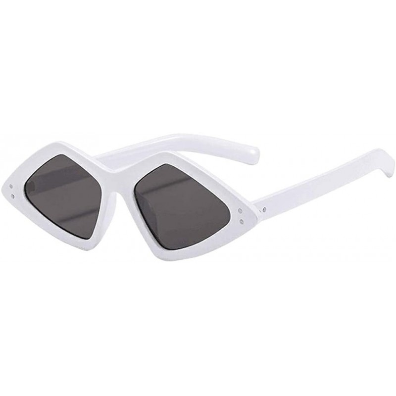 Wrap Unisex Irregular Diamond Shaped Fashion Lightweight Polarized Sunglasses - White - C1196MCS0WK $9.42