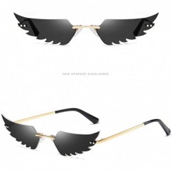 Square Man Women Wing Shape Sunglasses Glasses Shades Vintage Retro Unisex Classic - Black - C31905AHNNO $20.10