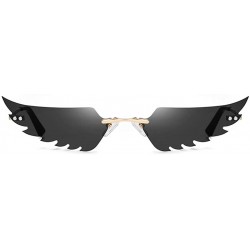 Square Man Women Wing Shape Sunglasses Glasses Shades Vintage Retro Unisex Classic - Black - C31905AHNNO $9.79