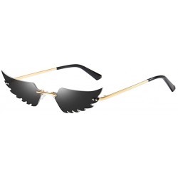 Square Man Women Wing Shape Sunglasses Glasses Shades Vintage Retro Unisex Classic - Black - C31905AHNNO $9.79