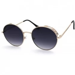 Round Unisex Victorian Side Visor Round Circle Lens Hippie Sunglasses - Gold Smoke - C0194UMHNSA $22.59