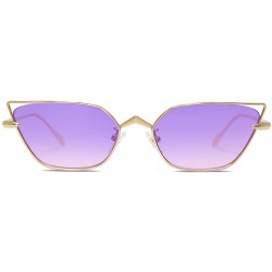 Cat Eye Small Cateye Sunglasses Fox Idea Designer Sunnies FIRE SJ1127 - C3 Gold Frame/Gradient Purple&pink Lens - CO193XWOC9Y...