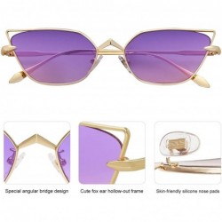 Cat Eye Small Cateye Sunglasses Fox Idea Designer Sunnies FIRE SJ1127 - C3 Gold Frame/Gradient Purple&pink Lens - CO193XWOC9Y...