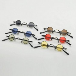 Round Tiny Sunglasses Round Retro Metal Men Punk Sun Glasses Women Eyewear - Gray Blue Lens - CC18W2M26AH $14.70