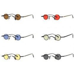 Round Tiny Sunglasses Round Retro Metal Men Punk Sun Glasses Women Eyewear - Gray Blue Lens - CC18W2M26AH $14.70