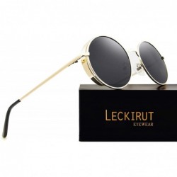 Round Women's Polarized Retro Round Frame Outdoor Driving Sunglasses - Golden Frame Gray Lens - CC18SLHGZGS $10.40
