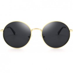 Round Women's Polarized Retro Round Frame Outdoor Driving Sunglasses - Golden Frame Gray Lens - CC18SLHGZGS $10.40