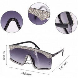 Oversized Oversize Shield Visor Sunglasses Flat Top Mirrored Mono Lens 170mm - Gray Rhinestone - CX1979Z40HA $15.39