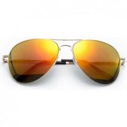 Oversized Fax Flash Aviator Design Spring Hinge Flash Mirror Lenses - Orange - C012J6U50KB $11.38