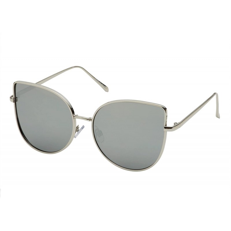 Aviator Women's Tulip Aviator Flat Colored Lens Sunglasses - Silver Frame Silver Lens - CW12MF8FYQ1 $13.34