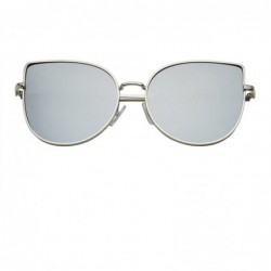 Aviator Women's Tulip Aviator Flat Colored Lens Sunglasses - Silver Frame Silver Lens - CW12MF8FYQ1 $13.34