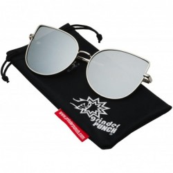 Aviator Women's Tulip Aviator Flat Colored Lens Sunglasses - Silver Frame Silver Lens - CW12MF8FYQ1 $13.34