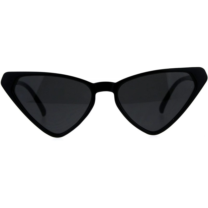 Cat Eye Womens Retro Vintage Narrow Triangle Cat Eye Plastic Hippie Sunglasses - All Black - CL18CGNZCOI $8.48