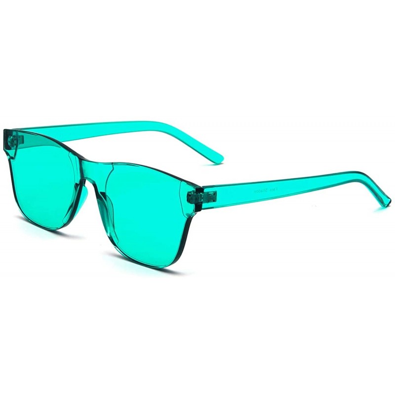 Rectangular Oversized Colorful One Piece Square Sunglasses Flat Gradient Transparent Lenses Party Sun Glasses - Green 1 - CQ1...