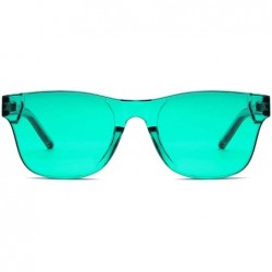 Rectangular Oversized Colorful One Piece Square Sunglasses Flat Gradient Transparent Lenses Party Sun Glasses - Green 1 - CQ1...
