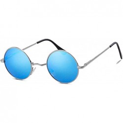 Oval Retro Round Sunglasses for Men Women Vintage UV400 Circle Color Lens Metal Frame Mirrored Sun Glasses - C218L82SSUH $19.08