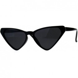 Cat Eye Womens Retro Vintage Narrow Triangle Cat Eye Plastic Hippie Sunglasses - All Black - CL18CGNZCOI $8.48