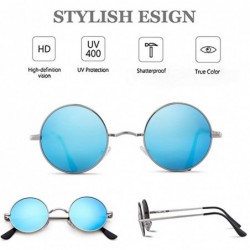 Oval Retro Round Sunglasses for Men Women Vintage UV400 Circle Color Lens Metal Frame Mirrored Sun Glasses - C218L82SSUH $12.14
