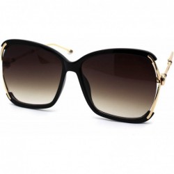 Butterfly Womens Luxury Designer Exposed Lens Side Butterfly Sunglasses - Black Gold Brown - C818Z6TI8YI $13.92