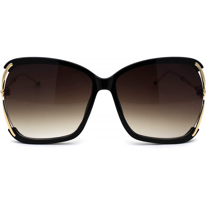 Womens Luxury Designer Exposed Lens Side Butterfly Sunglasses - Black ...
