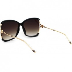 Butterfly Womens Luxury Designer Exposed Lens Side Butterfly Sunglasses - Black Gold Brown - C818Z6TI8YI $13.92