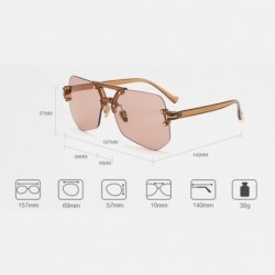 Rimless Unisex Rimless Irregular HD Sunglasses for Driving Fishing UV Protection - Light Brown - CJ18CYQCS92 $18.82