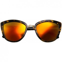 Oversized Womens Flash Color Mirror Lens Oversized Cat Eye Sunglasses - Tortoise/Red Lens - CT12CVOZJ2D $10.93