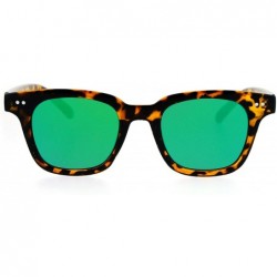 Wayfarer Small Snug Flat Color Mirror Retro Horned Rim Sunglasses - Shiny Tortoise Teal - C712O4A1Q7Q $22.97