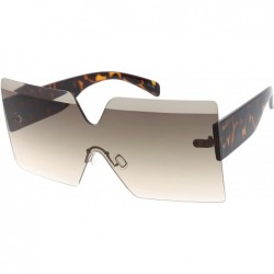 Rimless Oversize Rimless Thick Arms Beveled Gradient Lens Shield Sunglasses 73mm - Tortoise / Brown Gradient - C0188K9R3WX $1...