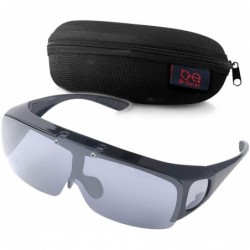 Goggle Fit Over Polarized Sunglasses Flip Up Lens for Men and Women - Black/Silver - CX199AU623U $33.74