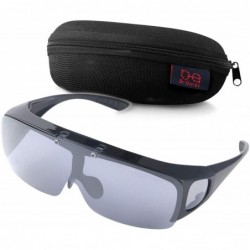 Goggle Fit Over Polarized Sunglasses Flip Up Lens for Men and Women - Black/Silver - CX199AU623U $13.50