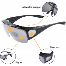 Goggle Fit Over Polarized Sunglasses Flip Up Lens for Men and Women - Black/Silver - CX199AU623U $13.50