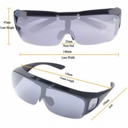 Goggle Fit Over Polarized Sunglasses Flip Up Lens for Men and Women - Black/Silver - CX199AU623U $13.50