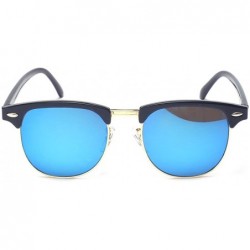 Aviator Vintage Retro Classic Half Frame Horn Rimmed Clear Lens Glasses - S2 Blue Polarized - CQ12F3CZCCR $7.37