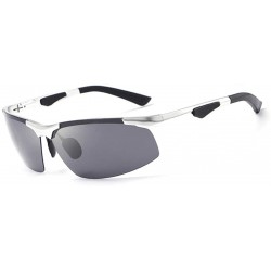 Rectangular Fashion Retro Biker Fishing Polarized Sunglasses for Men 3009 - Silver - C118ZXDETGW $28.98