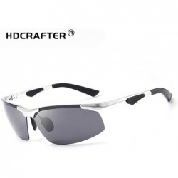 Rectangular Fashion Retro Biker Fishing Polarized Sunglasses for Men 3009 - Silver - C118ZXDETGW $15.27