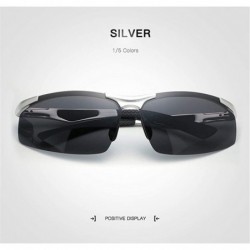 Rectangular Fashion Retro Biker Fishing Polarized Sunglasses for Men 3009 - Silver - C118ZXDETGW $15.27