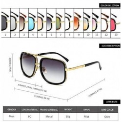 Aviator Retro Oversized Pilot Sunglasses Square Frame Metal Men Women Mirror Lens Polarized sunglasses UV400 protection - CR1...