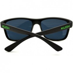 Square KUSH Sunglasses Square Rectangular Black Frame Unisex Dark Lens - Black Green - CJ1258TQ2U1 $9.10