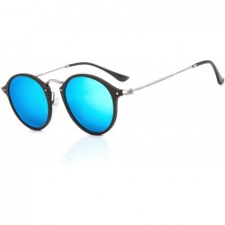 Round Polarized Sunglasses Unbreakable - Blue - CM18NZ2SIZY $29.16
