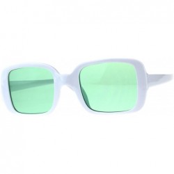 Rectangular Square Rectangular Frame Sunglasses Womens Vintage Fashion Shades - White (Green) - CS18DATOL7R $10.76