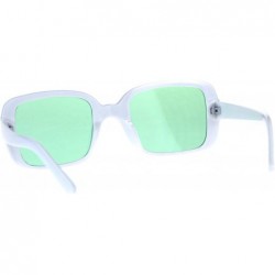 Rectangular Square Rectangular Frame Sunglasses Womens Vintage Fashion Shades - White (Green) - CS18DATOL7R $10.76