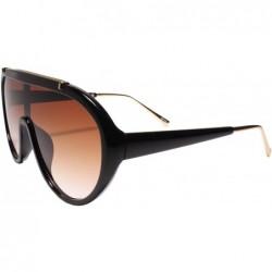 Shield Oversized Modern Retro Shield Luxury Designer Fashion Sunglasses - Brown - CB195CULG5M $22.45