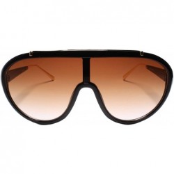 Shield Oversized Modern Retro Shield Luxury Designer Fashion Sunglasses - Brown - CB195CULG5M $15.17