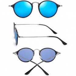 Round Polarized Sunglasses Unbreakable - Blue - CM18NZ2SIZY $17.57