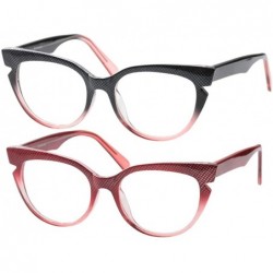 Cat Eye Womens Hit Color Grid Pattern Cat Eye Reading Glass Eyeglass Frame - 2 Pairs / Black + Red - CV18IHUXKK8 $15.53